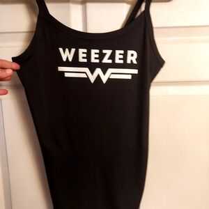 Weezer tank top ribbed Vintage Logo White Glitter Weezer crop top weezer shirt